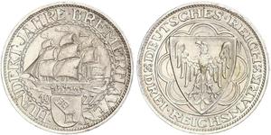 3 Reichsmark Веймарська республіка (1918-1933) Срібло 
