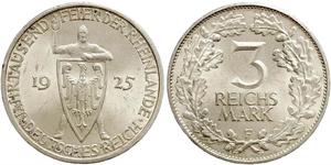3 Reichsmark Веймарська республіка (1918-1933) Срібло 