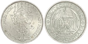 3 Reichsmark Веймарська республіка (1918-1933) Срібло 