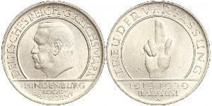 3 Reichsmark Веймарська республіка (1918-1933) Срібло Пауль фон Гінденбург