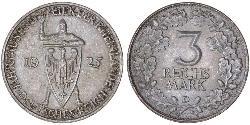 3 Reichsmark 魏瑪共和國 (1919 - 1933) 銀 
