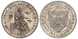 3 Reichsmark 魏瑪共和國 (1919 - 1933) 銀 