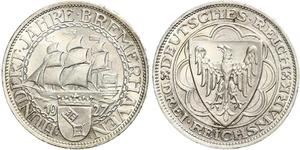 3 Reichsmark 魏瑪共和國 (1919 - 1933) 銀 