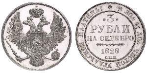 3 Rubel Russisches Reich (1720-1917) Platin Nikolaus I (1796-1855)