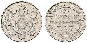 3 Rublo Impero russo (1720-1917) Platino Nicola I (1796-1855)