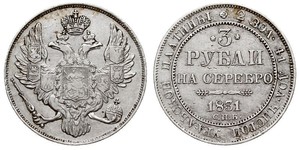 3 Rublo Impero russo (1720-1917) Platino Nicola I (1796-1855)