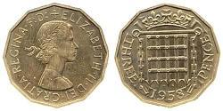 3 Threepence United Kingdom (1922-) Brass/Nickel Elizabeth II (1926-2022)