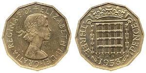 3 Threepence Vereinigtes Königreich (1922-) Messing/Nickel Elizabeth II (1926-2022)