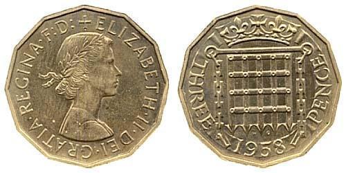 3 Threepence United Kingdom (1922-) Brass/Nickel Elizabeth II (1926-2022)