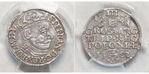 3 Грош Польша Серебро Stephen Báthory (1533-1586)