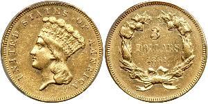 3 Долар США (1776 - ) Золото 