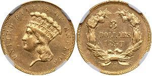 3 Долар США (1776 - ) Золото 