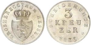 3 Крейцер Великое герцогство Гессен (1806 - 1918) Срібло 