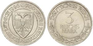 3 Марка Free City of Lübeck Серебро 