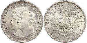 3 Марка Ангальт-Дессау (1603 -1863) Серебро Фридрих II, герцог Ангальта(1856 – 1918)