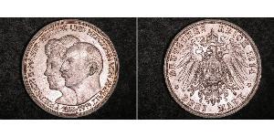 3 Марка Ангальт-Дессау (1603 -1863) Серебро Фридрих II, герцог Ангальта(1856 – 1918)