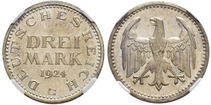 3 Марка Веймарская республика (1918-1933) Серебро 