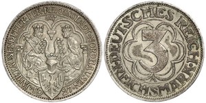 3 Марка Веймарская республика (1918-1933) Серебро 