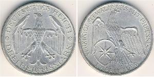 3 Марка Веймарская республика (1918-1933) Серебро 