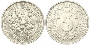 3 Марка Веймарская республика (1918-1933) Серебро 