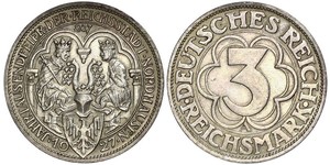 3 Марка Веймарская республика (1918-1933) Серебро 