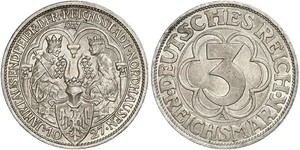 3 Марка Веймарская республика (1918-1933) Серебро 