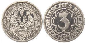 3 Марка Веймарская республика (1918-1933) Серебро 