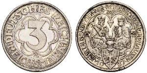 3 Марка Веймарская республика (1918-1933) Серебро 
