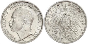 3 Марка Великое герцогство Гессен (1806 - 1918) Серебро Эрнст Людвиг (великий герцог Гессенский) (1868 - 1937)