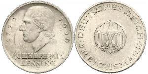 3 Марка Германская империя (1871-1918) Серебро Лессинг, Готхольд Эфраим