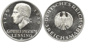 3 Марка Германская империя (1871-1918) Серебро Лессинг, Готхольд Эфраим