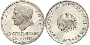 3 Марка Германская империя (1871-1918) Серебро Лессинг, Готхольд Эфраим