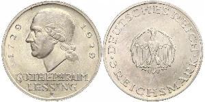 3 Марка Германская империя (1871-1918) Серебро Лессинг, Готхольд Эфраим