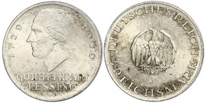 3 Марка Германская империя (1871-1918) Серебро Лессинг, Готхольд Эфраим