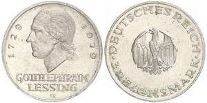 3 Марка Германская империя (1871-1918) Серебро Лессинг, Готхольд Эфраим