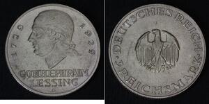 3 Марка Германская империя (1871-1918) Серебро Лессинг, Готхольд Эфраим