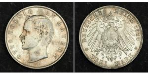 3 Марка Королевство Бавария (1806 - 1918) Серебро Отто I (король Баварии)(1848 – 1916)