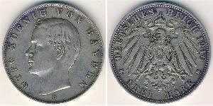 3 Марка Королевство Бавария (1806 - 1918) Серебро Отто I (король Баварии)(1848 – 1916)