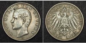 3 Марка Королевство Бавария (1806 - 1918) Серебро Отто I (король Баварии)(1848 – 1916)