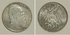 3 Марка Королевство Бавария (1806 - 1918) Серебро Отто I (король Баварии)(1848 – 1916)
