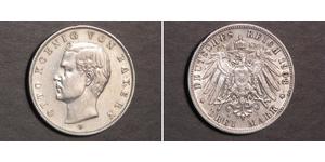 3 Марка Королевство Бавария (1806 - 1918) Серебро Отто I (король Баварии)(1848 – 1916)
