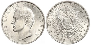 3 Марка Королевство Бавария (1806 - 1918) Серебро Отто I (король Баварии)(1848 – 1916)
