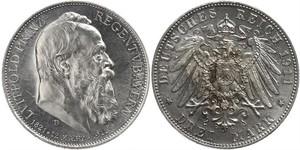 3 Марка Королевство Бавария (1806 - 1918) Серебро Отто I (король Баварии)(1848 – 1916)