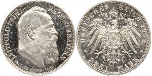 3 Марка Королевство Бавария (1806 - 1918) Серебро Отто I (король Баварии)(1848 – 1916)