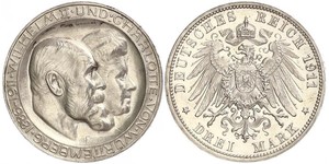 3 Марка Королевство Вюртемберг (1806-1918) Серебро Wilhelm II, German Emperor (1859-1941)