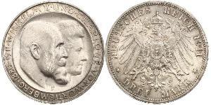 3 Марка Королевство Вюртемберг (1806-1918) Серебро Wilhelm II, German Emperor (1859-1941)