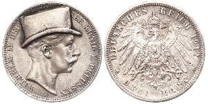 3 Марка Пруссия (королевство) (1701-1918) Серебро Wilhelm II, German Emperor (1859-1941)