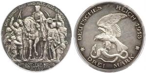3 Марка Пруссия (королевство) (1701-1918) Серебро 