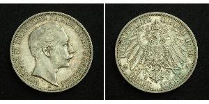 3 Марка Пруссия (королевство) (1701-1918) Серебро Wilhelm II, German Emperor (1859-1941)