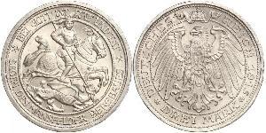3 Марка Пруссия (королевство) (1701-1918) Серебро Wilhelm II, German Emperor (1859-1941)